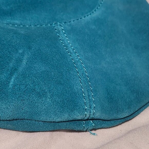 Anthropologies Turquoise  Blue Clutch Bag With resin handles - Picture 2 of 10